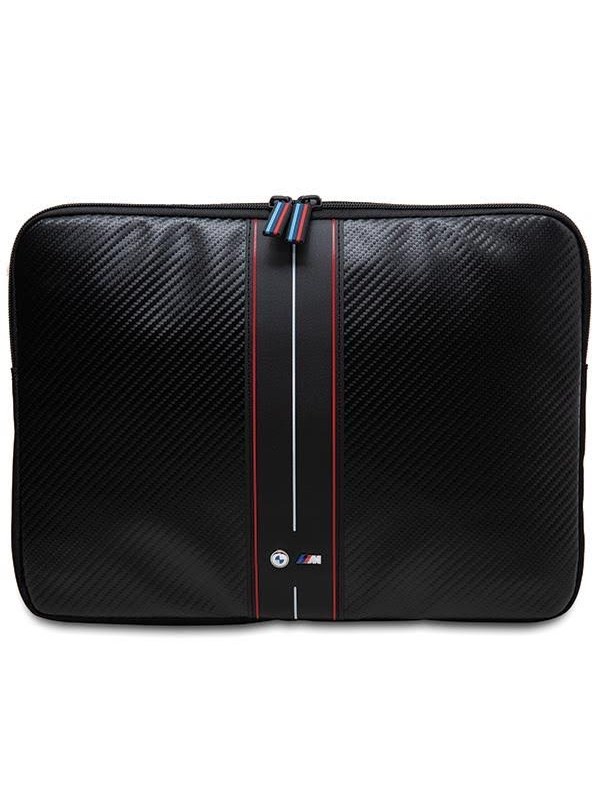 BMW Carbon  Red Stripe sleeve for a 14 laptop - black