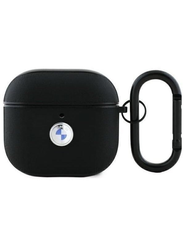 BMW BMA4SSLBK AirPods 4 cover blackblack Geniune Leather Silver Logo