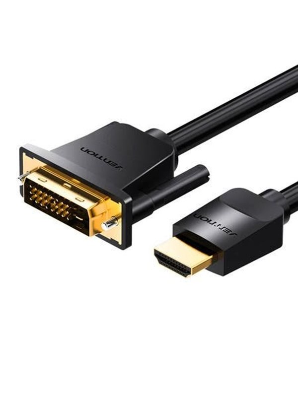 Vention ABFBI Konverterkabel, DVI-Stecker auf HDMI-Stecker, 3 m, schwarz, geschirmt, 30 AWG