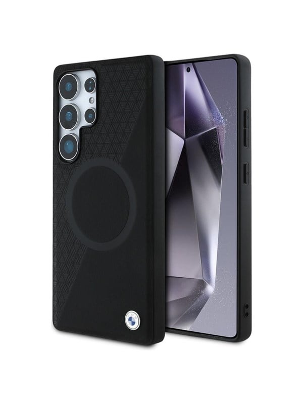 BMW Leather Half Textured MagSafe Case for Samsung Galaxy S25 Ultra - Black