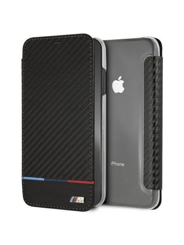 BMW Carbon Tricolor Stripe iPhone XS Max Case - Black