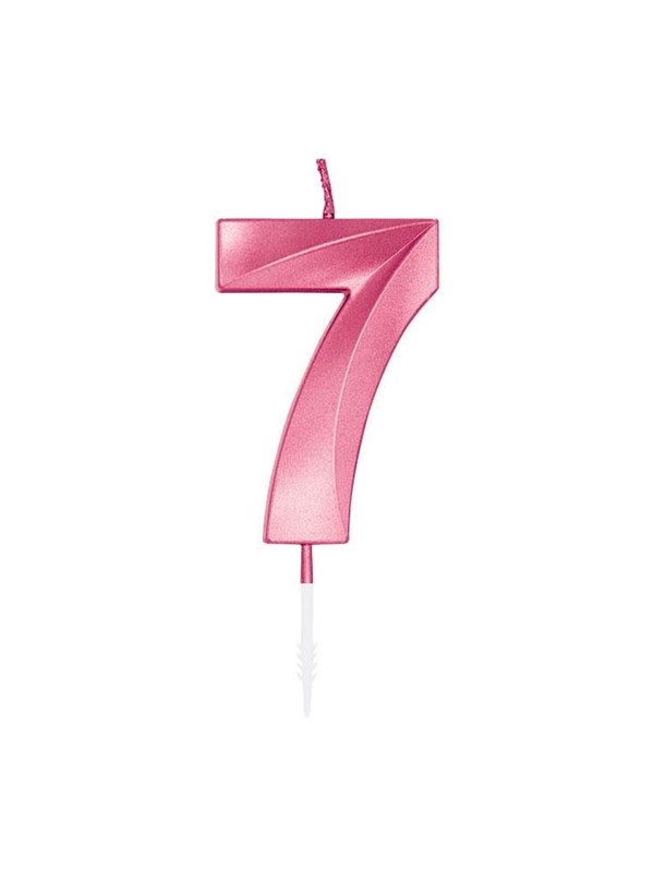 Globos Cake Candle 6cm Metallic Light Pink no 7
