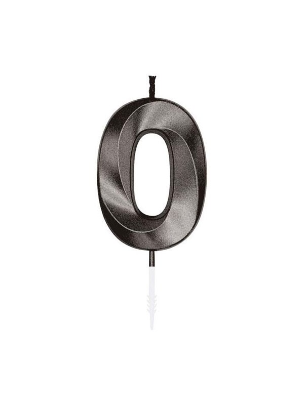 Globos Cake Candle 6cm Metallic Black no 0