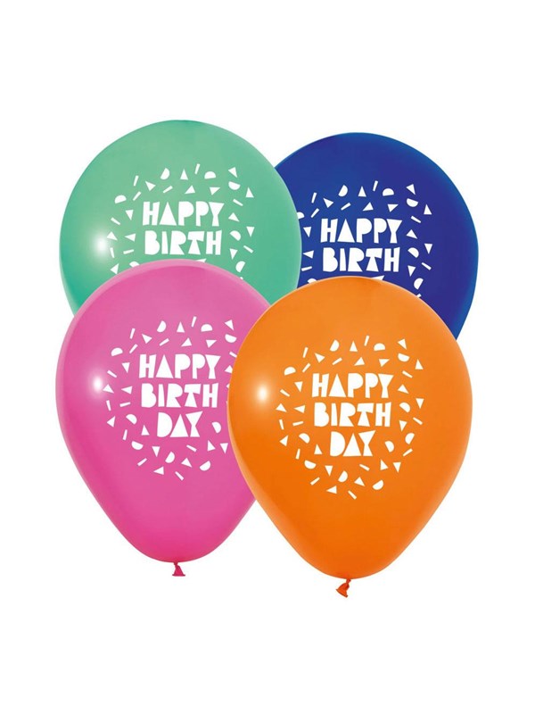 Globos 12 Inch Happy Birthday Balloons - 8 pcs