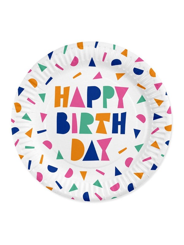 Globos Paper Plates 23cm Happy Birthday - 8 pcs