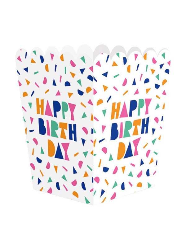 Globos Happy Birthday Paper Snack Boxes - 8 pcs