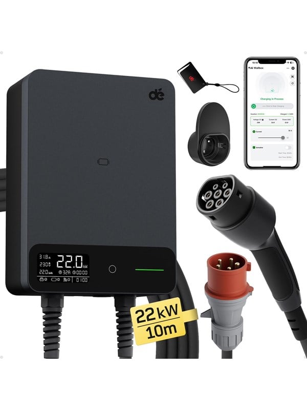 dé 22kW Wallbox with 10m Cable (APP VERSION)