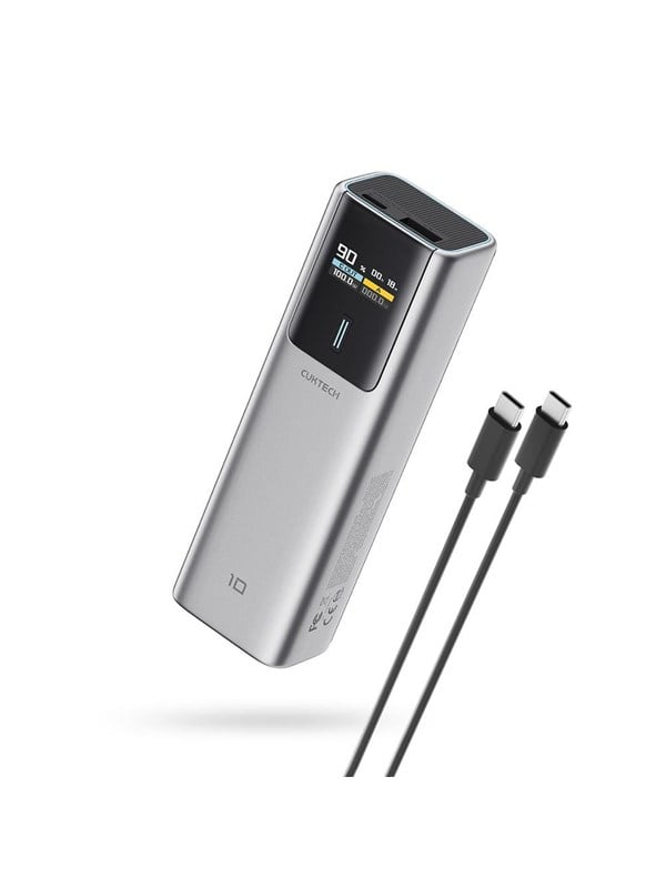 Externer Akku Cuktech, 10000mAh, 150W, QC + PD, 1 x USB-A - 1 x USB-C, Grau CKPB100PGLBK