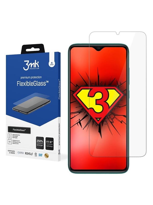 3mk Flexible Glass Panzerglas für Xiaomi Redmi Note 8 Pro, 9H Härte Panzerglasfolie, Schutzglas Kompatibel mit Redmi Note 8 Pro HybridGlass, Anti-Öl Anti-Fingerabdruck, Hartglas Anti-Kratzer