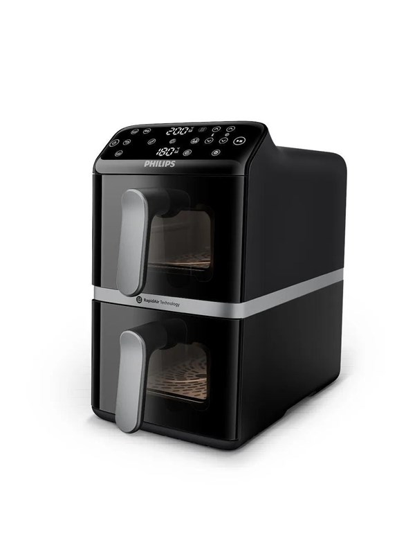 Heißluftfritteuse Philips Series 4000 Vertical Duo NA461/00 Doppelkorb 10L 2750W Sichtfenster