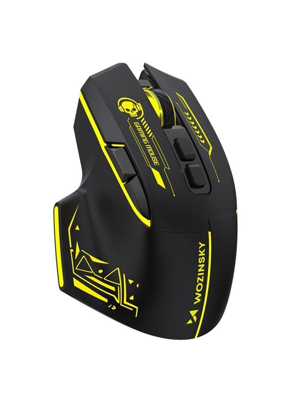 Wozinsky WMGB-1181 Wireless Optical Gaming Mouse 3200 DPI with Built-in Battery and Backlight - Black and Yellow - Gaming Maus Schwarz