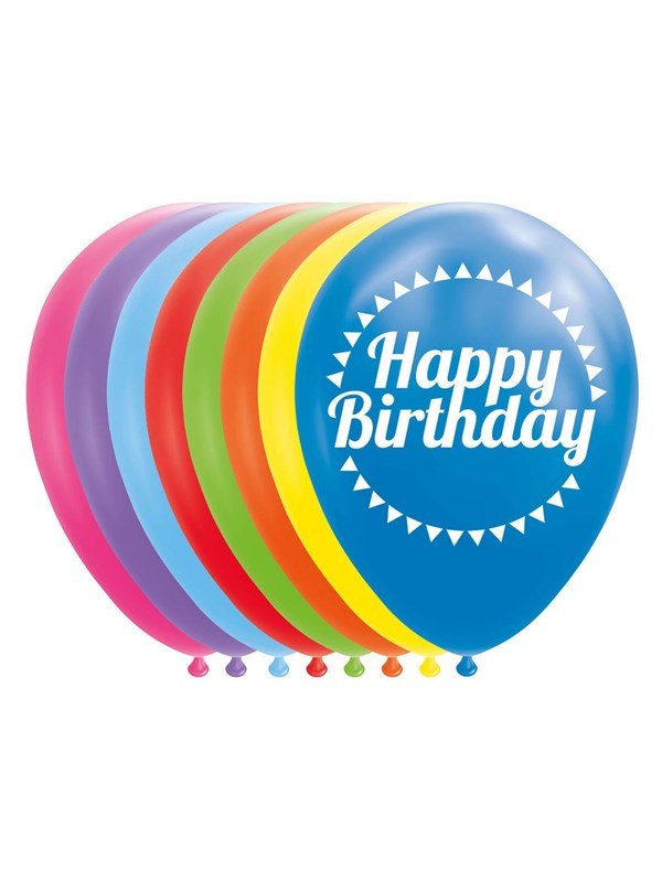 Globos Balloons Happy Birthday Mix Colors 30cm 8 pcs
