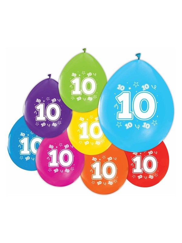 Globos Balloons 2-sided Printed Number 10 8 pcs