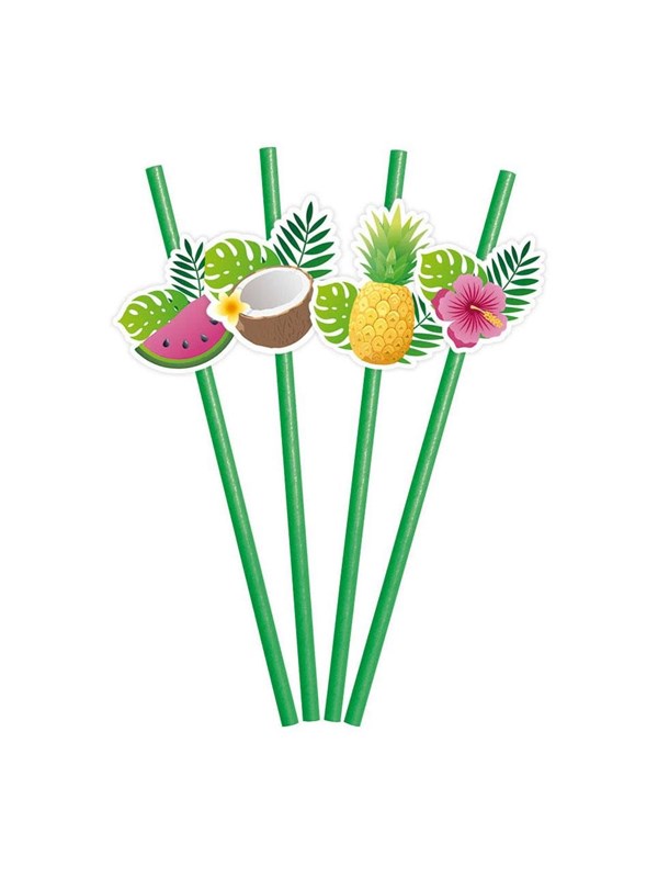 Globos Paper Straws Fruit Aloha - 6 pcs