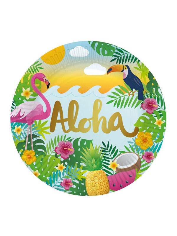 Globos Paper Plates 23cm Aloha - 8 pcs