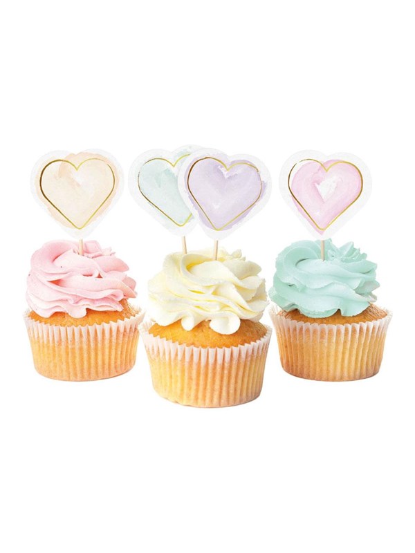 Globos Taartprikkers Watercolors Hearts - 12st