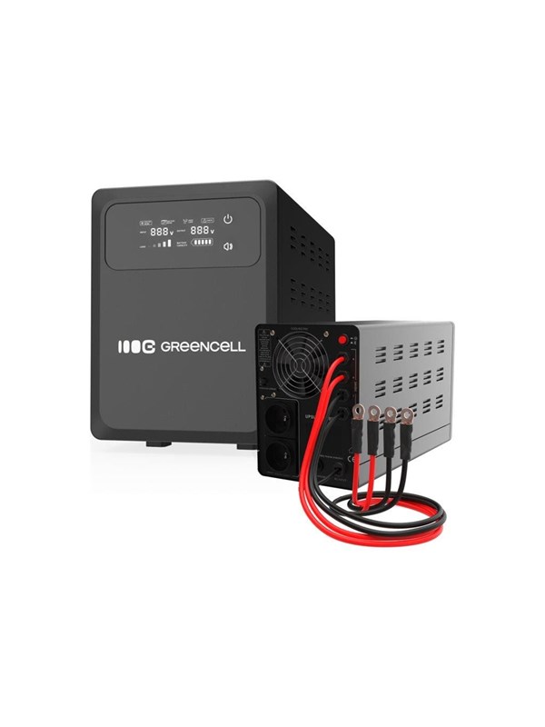 Green Cell UPSLPPC1000 Uninterruptible Power Supply AVR UPS 1500VA 1000W PowerCore 12 VDC with LCD Display