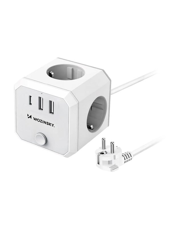 Wozinsky WKZ-3B Power Cube 4x AC 2x USB-A 1x USB-C 4000 W with 18 m Cable - White