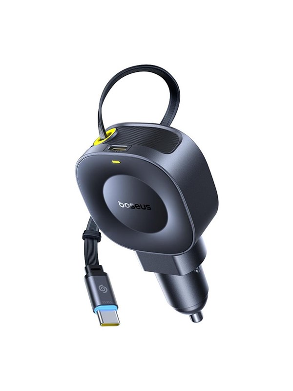Baseus PrimeTrip VR2 30W  30W Car Charger with Retractable USB-C Cable - Black