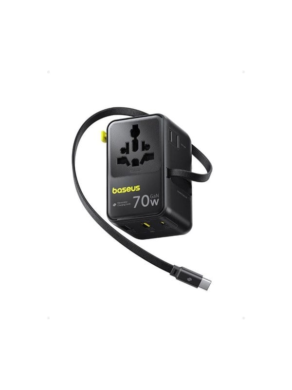 Netzteil mit USB-C-Kabel Baseus Travel EnerCore CG11, 70W, 2 x Steckdose - 1 x USB-C - 2 x USB-A, Schwarz E0307E00