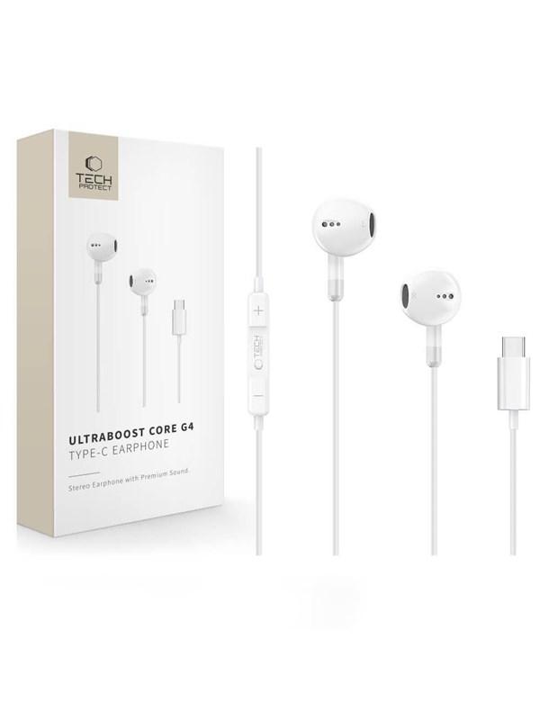 Tech-Protect Ultraboost Core G4 USB-C Wired Headphones - White