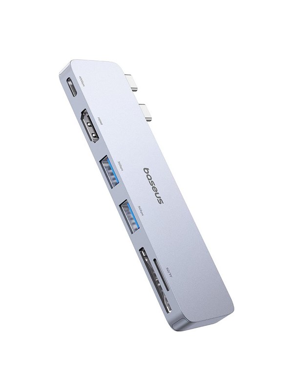 Baseus UltraJoy Series 6-in-1 USB-C 40 Gb/s USB 3.0 HDMI 4K USB Hub with SD and microSD Reader - Gray USB-Hubs