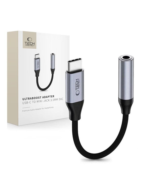 Tech-Protect Ultraboost USB-C to Mini Jack 35mm DAC adapter - dark gray
