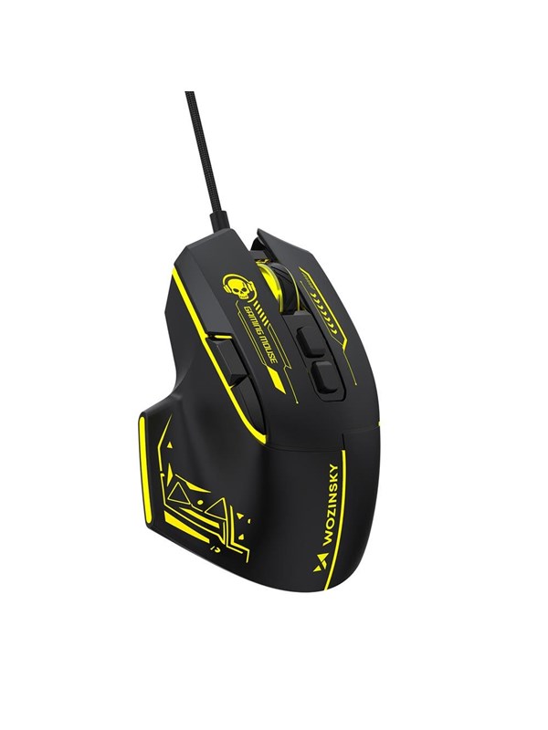 Wozinsky WMGK-1181W Wired Optical Gaming Mouse 7200 DPI with Backlight - Black and Yellow -