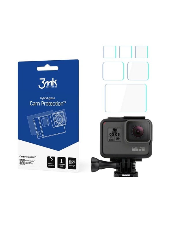 3MK – gehärtetes Glas für Kamera Go Pro, stoßfest, 100% effizient, kompatibel mit Go Pro Hero 5/6/7-4 Stück, Schwarz