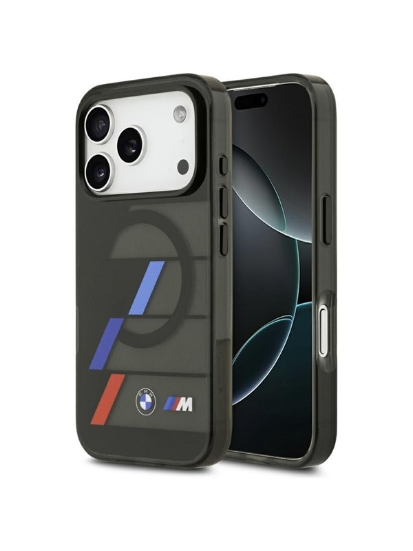BMW M IML Metal Buttons Tricolor Lines MagSafe Case for iPhone 17 Pro - Black