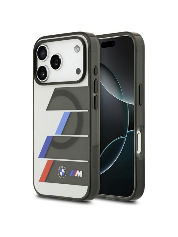 BMW M IML Metal Buttons Tricolor Lines MagSafe Case for iPhone 17 Pro Max - Gray