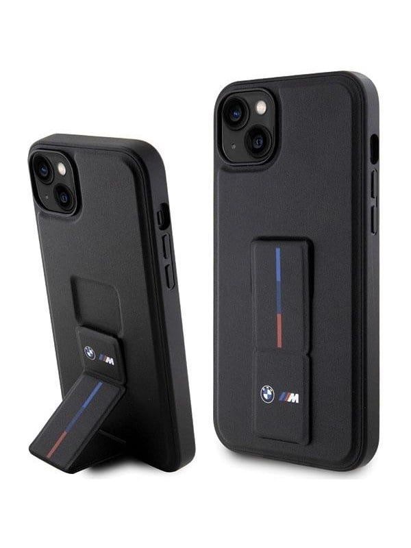 BMW Grip Stand Hot Stamp Case for iPhone 14 Plus  15 Plus - Black
