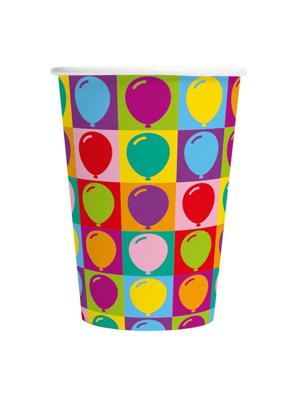 Globos Paper Cups 210ml Pop Party - 8 pcs