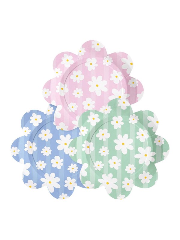 Globos Paper Plates 23cm Daisies - 8 pcs