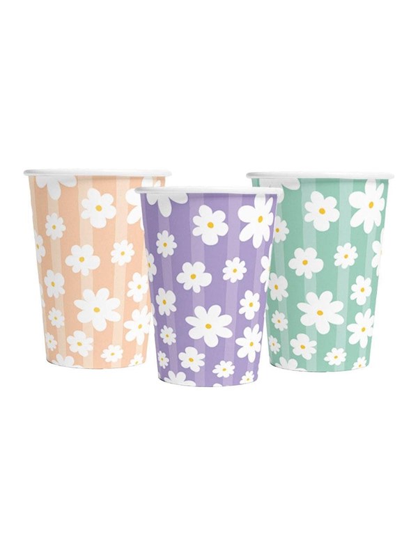 Globos Paper Cups 210ml Daisies - 8 pcs