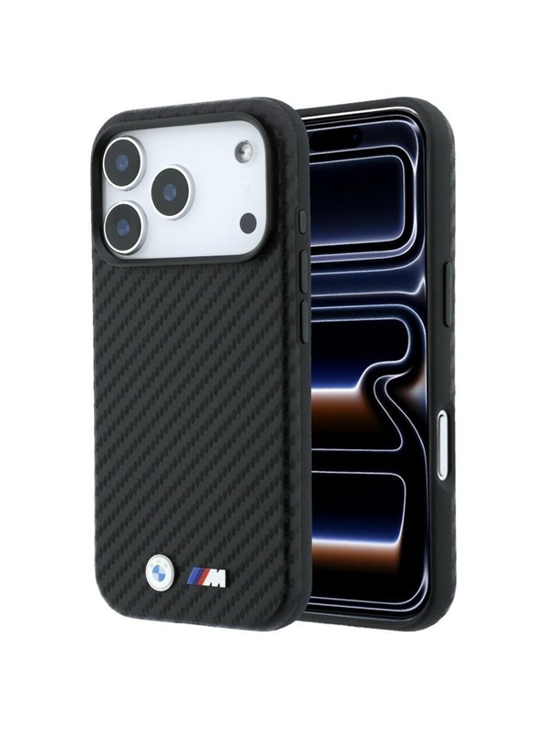 BMW M Carbon Metal Logo MagSafe Case for iPhone 17 Pro  18 Pro - Black