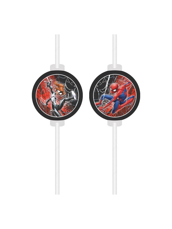 Globos Paper Straws Spiderman World of Web - 4 pcs
