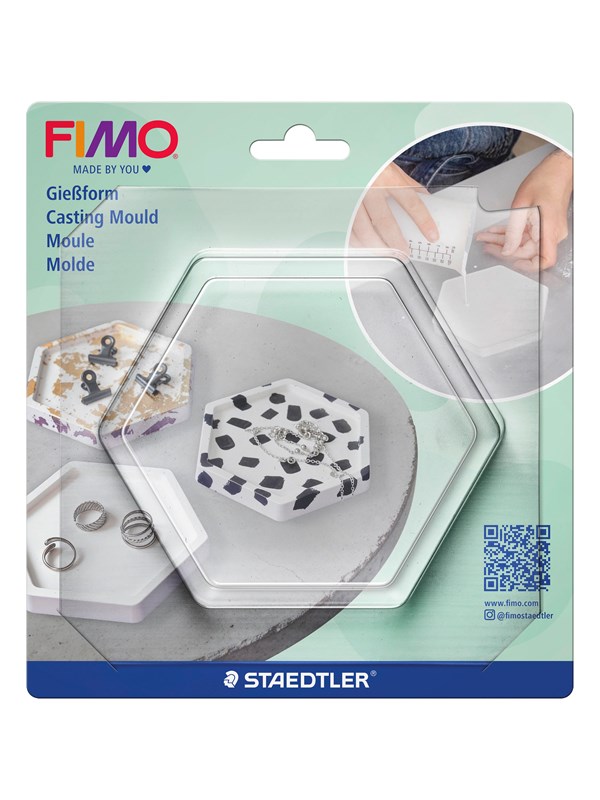 FIMO Gießform Schale, sechseckig, transparent