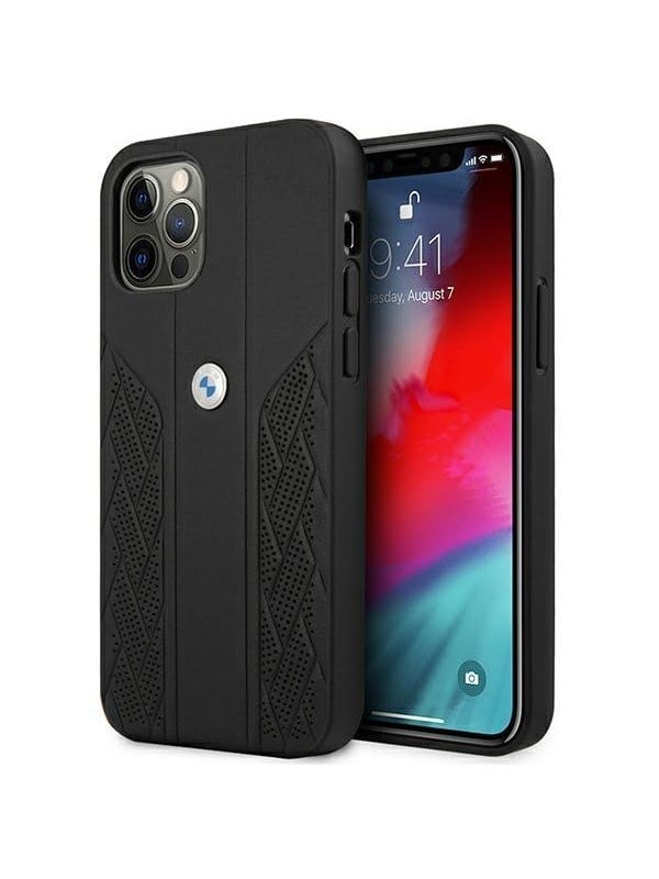 BMW Leather Curve Perforate Case for iPhone 12 Pro Max - Black