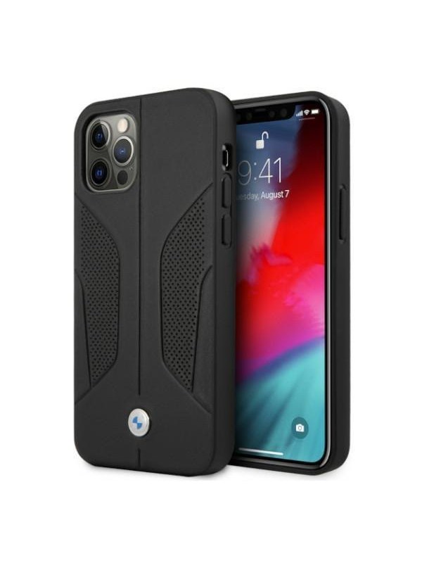 BMW Leather Perforated Sides Case for iPhone 12  iPhone 12 Pro - Black