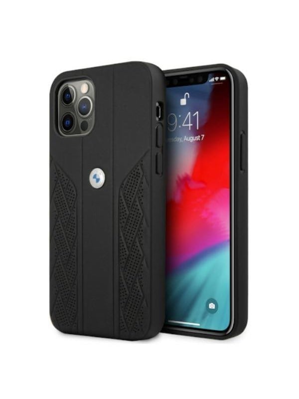 BMW Leather Curve Perforate Case for iPhone 12  iPhone 12 Pro - Black