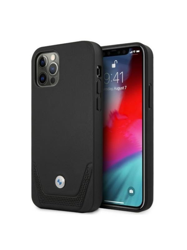 BMW Leather Perforate Case for iPhone 12  iPhone 12 Pro - Black
