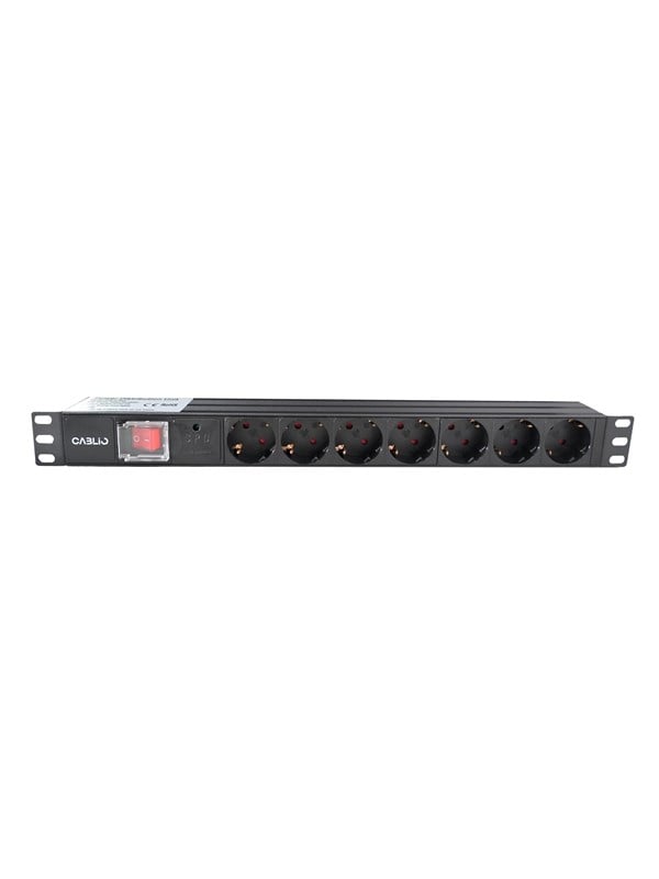 Cablio 1U Aluminum PDU  7x Outlets  Surge Protection  16A