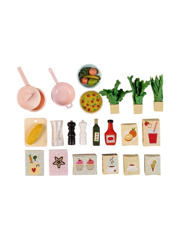 Micki Lundby Abendessenset mit Topf Schsseln Krutern Brot Obst Essen Ketchup l Salz  Pfeffer