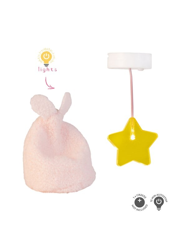 Micki Lundby gelbe Stern-Deckenlampe mit Licht  rosa Pouffe Bentigt 2x CR2032 Batterien nicht enthalten 15-Minuten-Abschaltautomatik