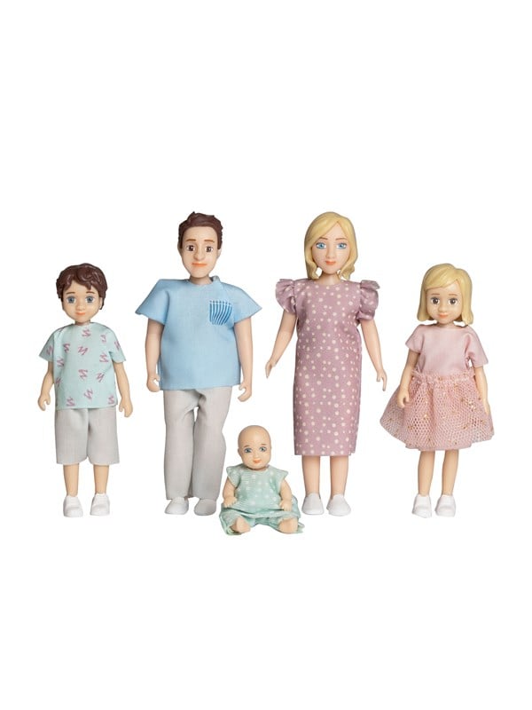 Micki Lundby Familie Mutter Vater 2 Kinder  1 Baby Abnehmbare Kleidung Ab 3 Jahren