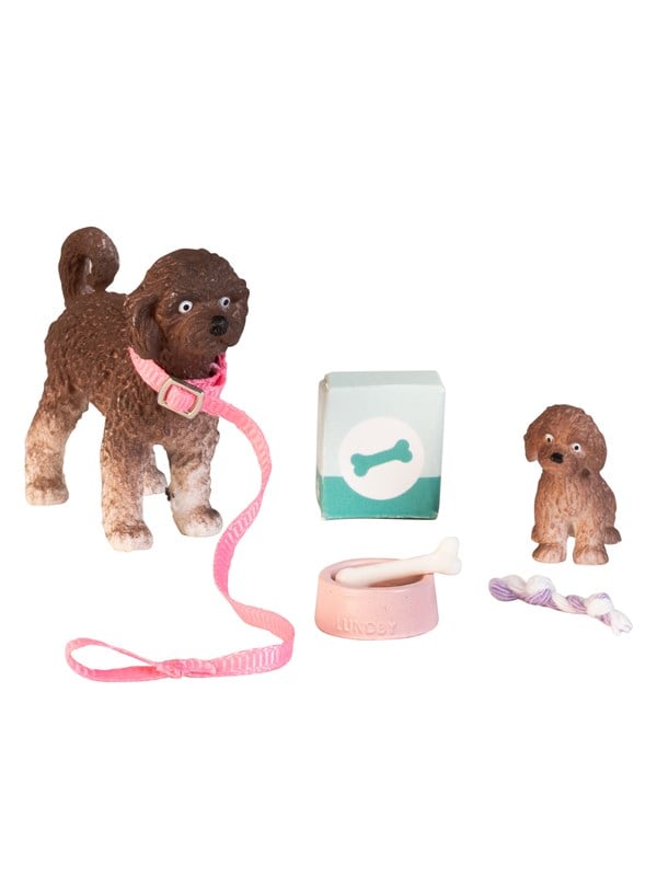 Micki Lundby Haustiere 1 Hund  Welpe Inklusive Knochen Leine Hundenapf  Spielseil