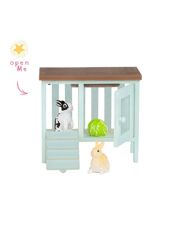 Micki Lundby Haustiere 2 Kaninchen Kaninchenstall mit Licht  Salat Stall lsst sich ffnen Bentigt 1x CR2032 Batterie nicht enthalten 15-Minuten-Autoabschaltung