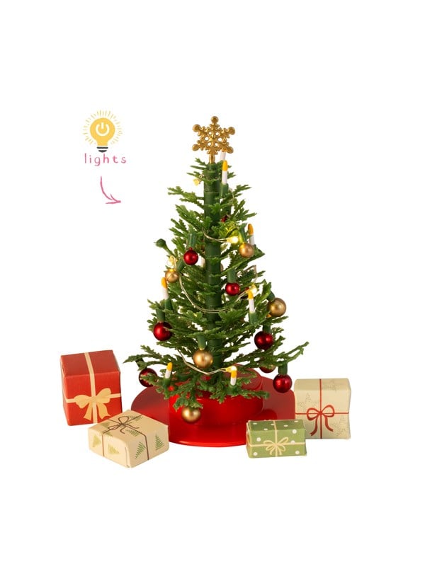 Micki Lundby Weihnachtsbaum mit Geschenken Schmuck und Lichterkette bentigt 1x CR2032 Batterie nicht enthalten 15-Minuten-Autoabschaltung ab 3 Jahren