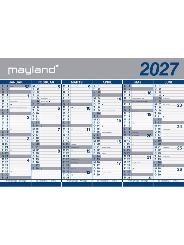 Mayland Kmpekalender 2x6 mdr papir 2027 i paprr